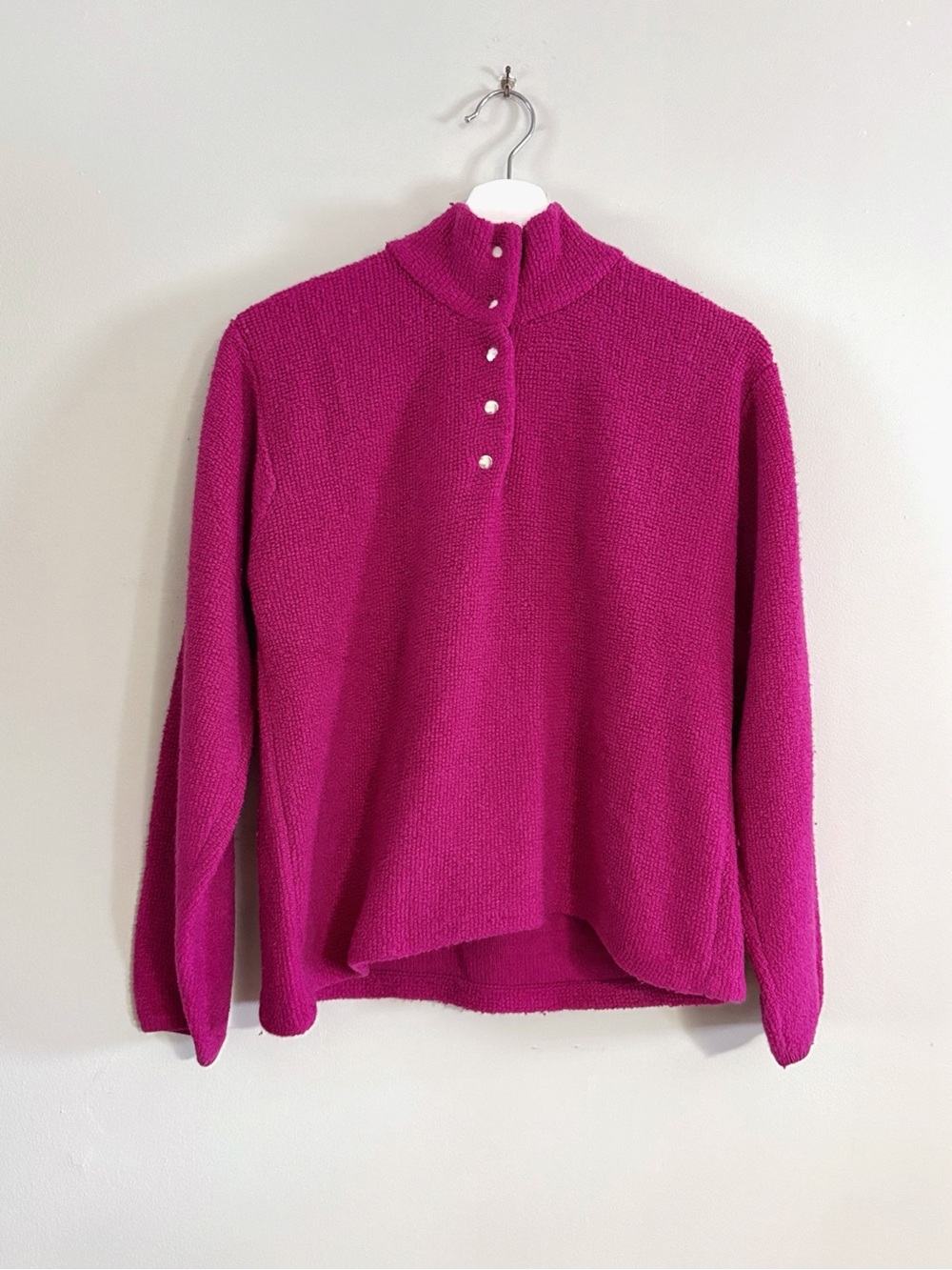 Johnstons of Elgin Women M Pink 100% Cashmere Waffle Knit Sweater Quiet Luxury